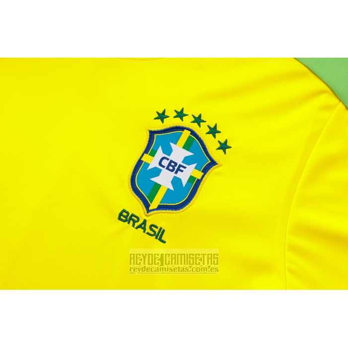 Chandal del Brasil Manga Corta 2024-2025 Amarillo - Pantalon Corto